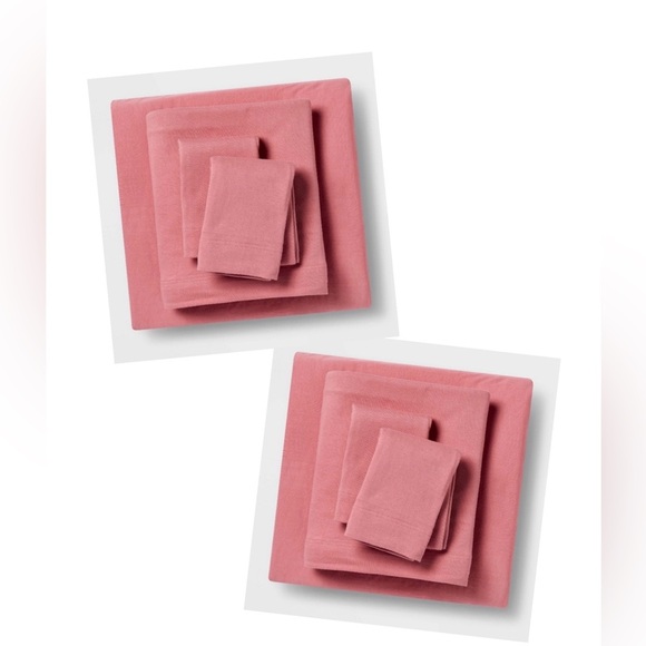 NWT set of 2 twin/twinXL microfiber pink fitted flat 1 pillowcase - Picture 1 of 4